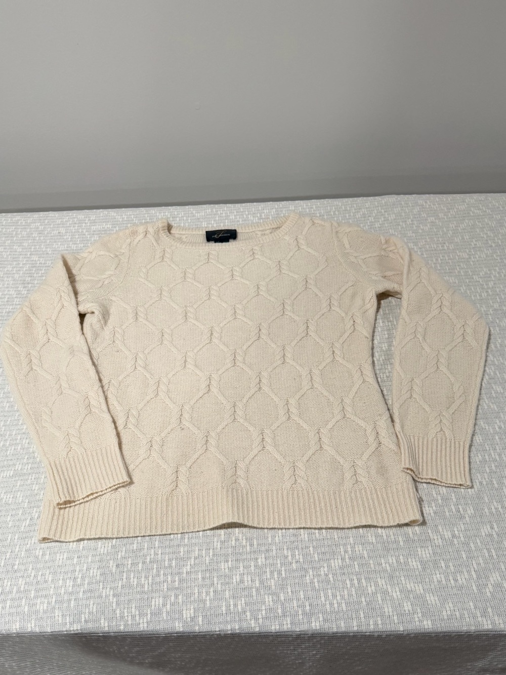 Pure Cashmere 100% Cashmere Cable Knit Sweater Cream Medium Quiet Luxury